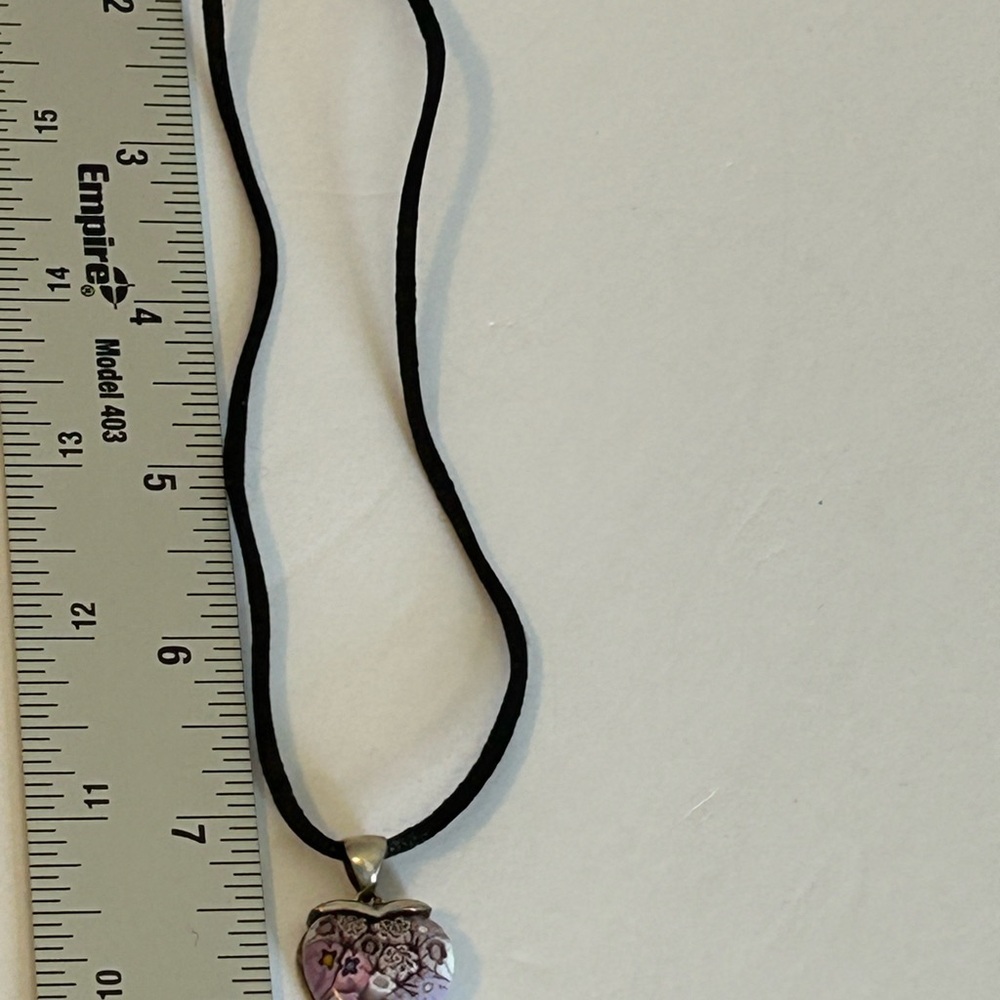 Chic Fused Glass Heart Pendant Necklace set in Sterling Silver - Picture 6 of 7